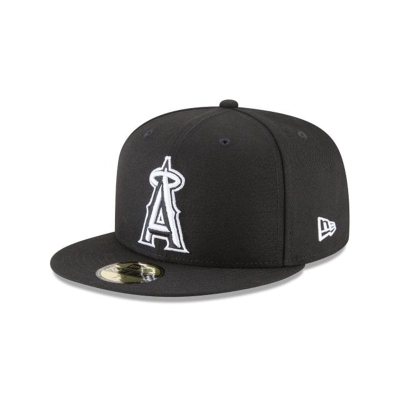 Black Los Angeles Angels Hat - New Era MLB Basic 59FIFTY Fitted Caps USA1936054